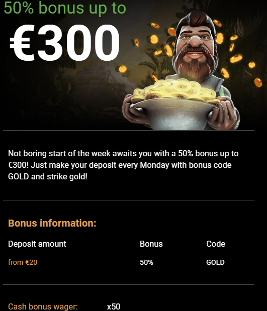 50% bonus at Shambala Casino