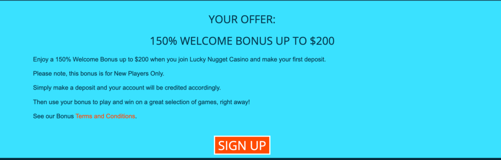 Lucky Nugget Bonus and promotions